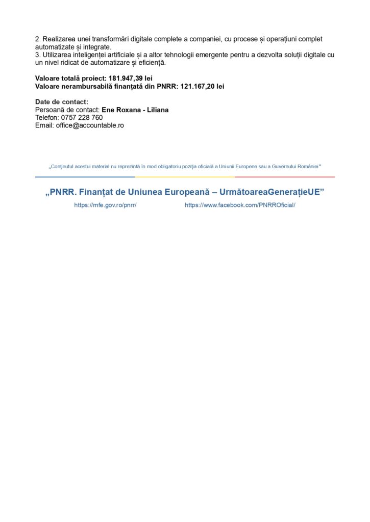 Comunicat de presa ACCOUNTABLE AUDIT AND ACCOUNTING SRL